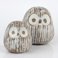 Soška sova s bielou patinou 7cm