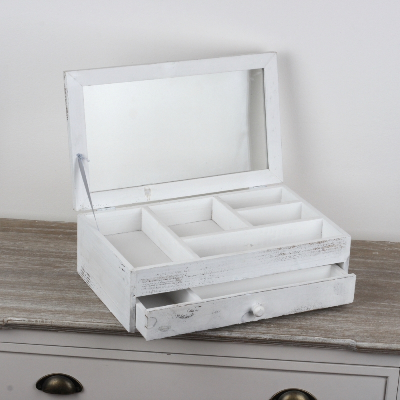 Šperkovnica drevená biela 43x25x15cm