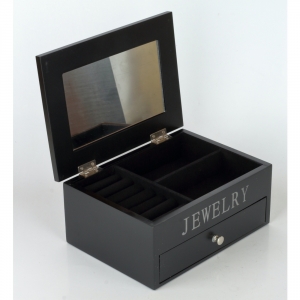 Šperkovnica drevená čierna 23x16, 5x9cm