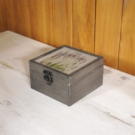 Šperkovnica drevená - motív levanduľa 13x13x8cm