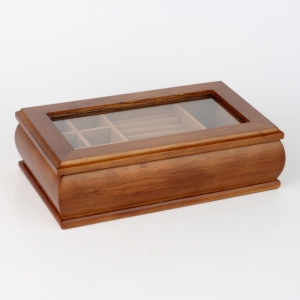 Šperkovnica drevená s preskleným poklopom 27x16x7cm