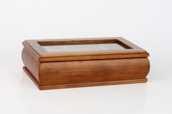 Šperkovnica drevená s preskleným poklopom 27x16x7cm