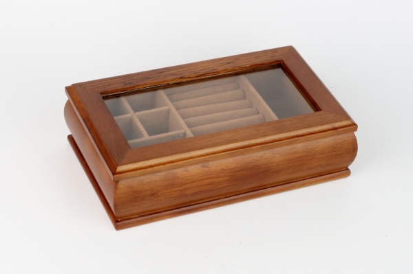 Šperkovnica drevená s preskleným poklopom 27x16x7cm