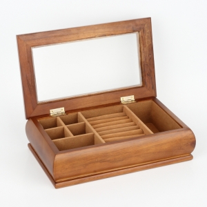 Šperkovnica drevená so skleneným vekom 28x17x8cm