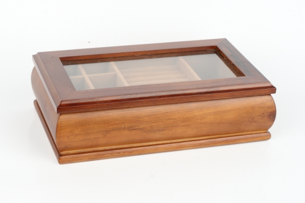Šperkovnica drevená so skleneným vekom 28x17x8cm