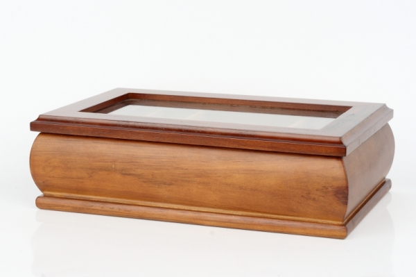 Šperkovnica drevená so skleneným vekom 28x17x8cm