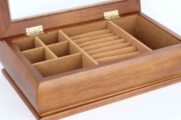 Šperkovnica drevená so skleneným vekom 28x17x8cm