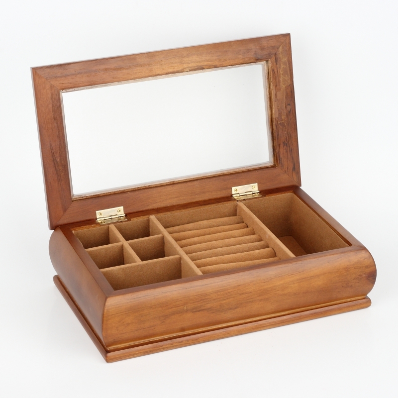 Šperkovnica drevená so skleneným vekom 28x17x8cm