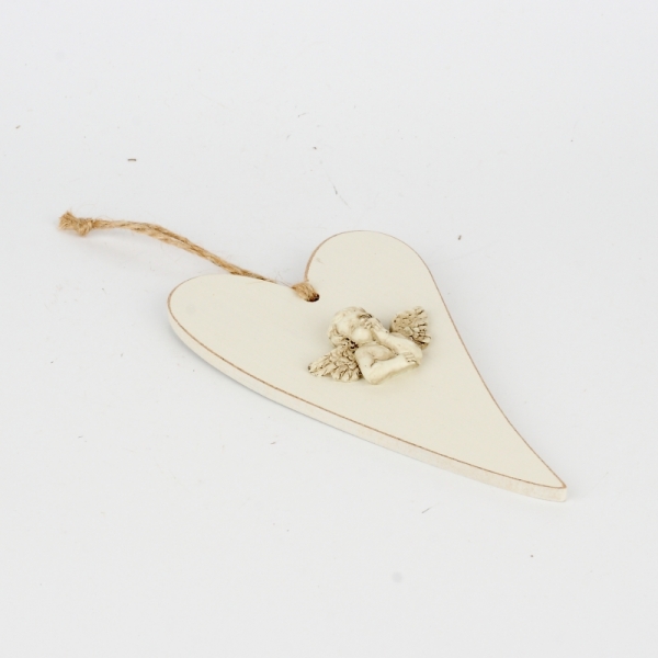 Srdce s anjelom drevené 17x10cm