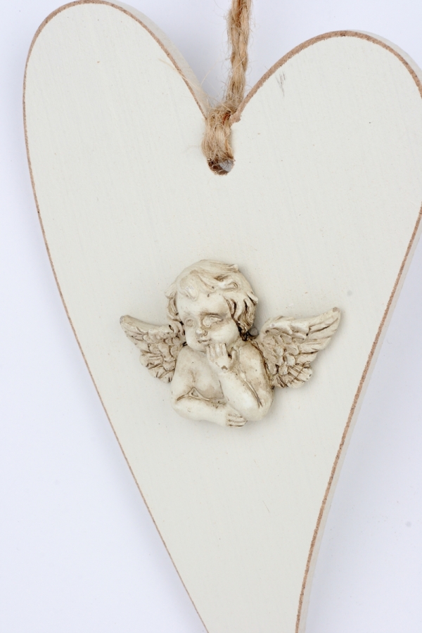 Srdce s anjelom drevené 17x10cm