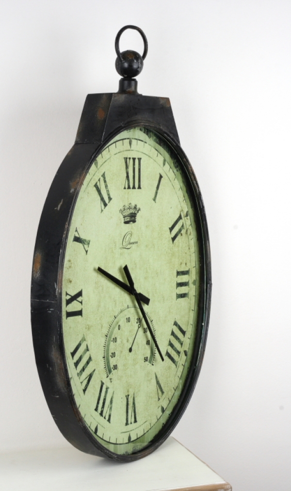 Starodávne nástenné hodiny s teplomerom 93cm