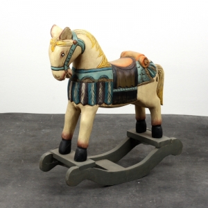 Starožitný drevený hojdací kôň 47cm