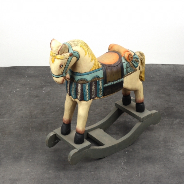 Starožitný drevený hojdací kôň 47cm