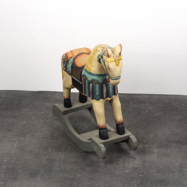 Starožitný drevený hojdací kôň 47cm