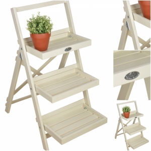 Stojan na kvety 3 poschodový biely Garden 45x92x73cm