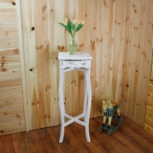 Stojan na kvety drevený biely s patinou (poškodený) 100cm