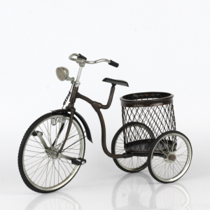 Stojan na vino retro koleso s košíkom 33cm