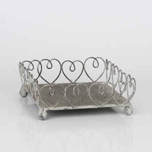 Stojan na servítky kovový motív srdce 16x16cm