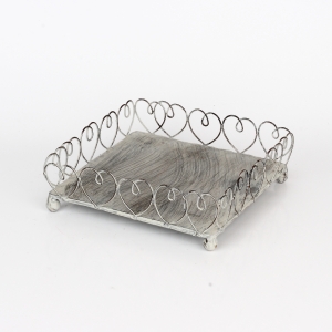 Stojan na servítky kovový motív srdce 19x19cm