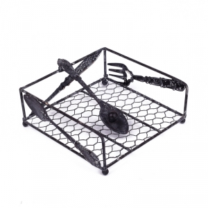 Stojan na servítky - motív príbory 19x19cm