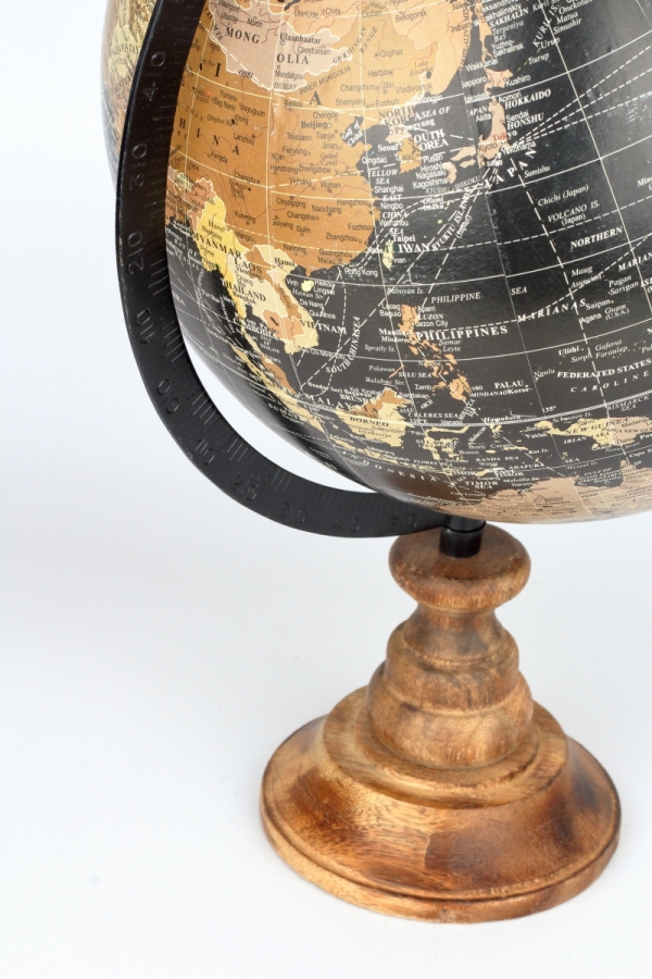 Stolný glóbus na drevenom podstavci čierny 24cm výška 40cm