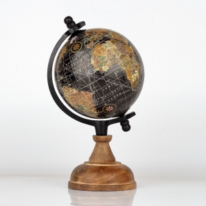 Stolný glóbus na drevenom podstavci čierny 24cm