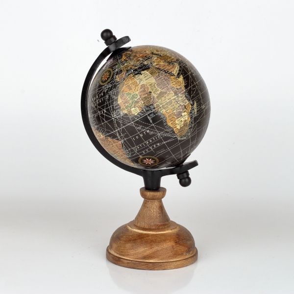Stolný glóbus na drevenom podstavci čierny 24cm