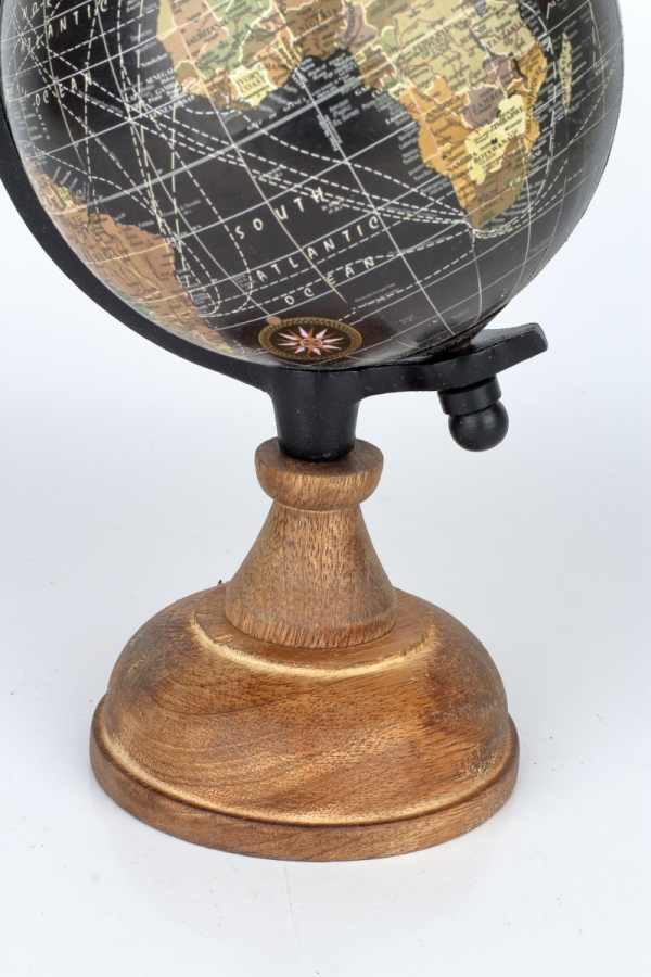 Stolný glóbus na drevenom podstavci čierny 24cm
