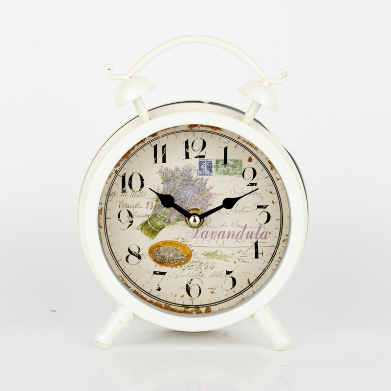 Stolové hodiny budík s levanduľou 21,5x16x6cm