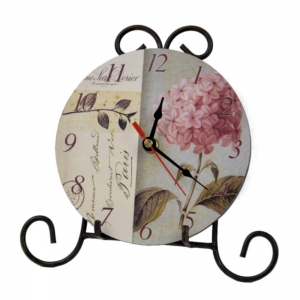 Stolové hodiny na stojančeku hortenzie