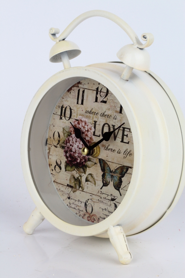 Stolové hodiny retro budík hortenzie 23x14cm