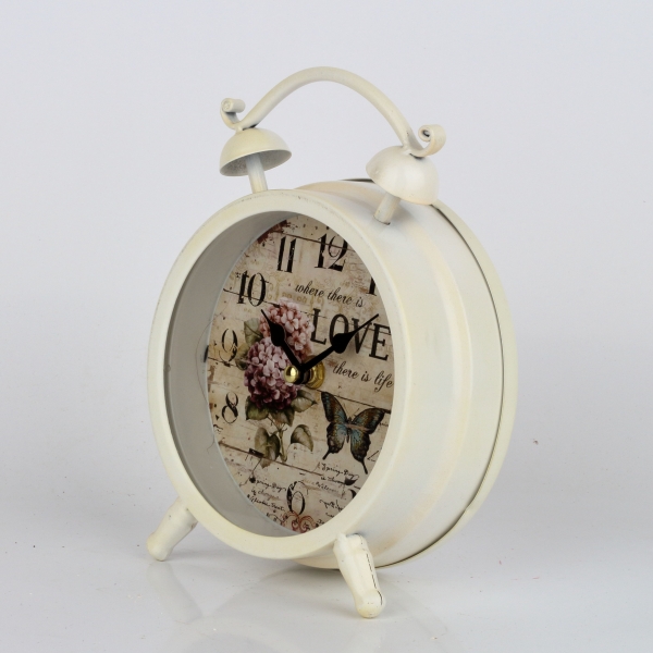 Stolové hodiny retro budík hortenzie 23x14cm