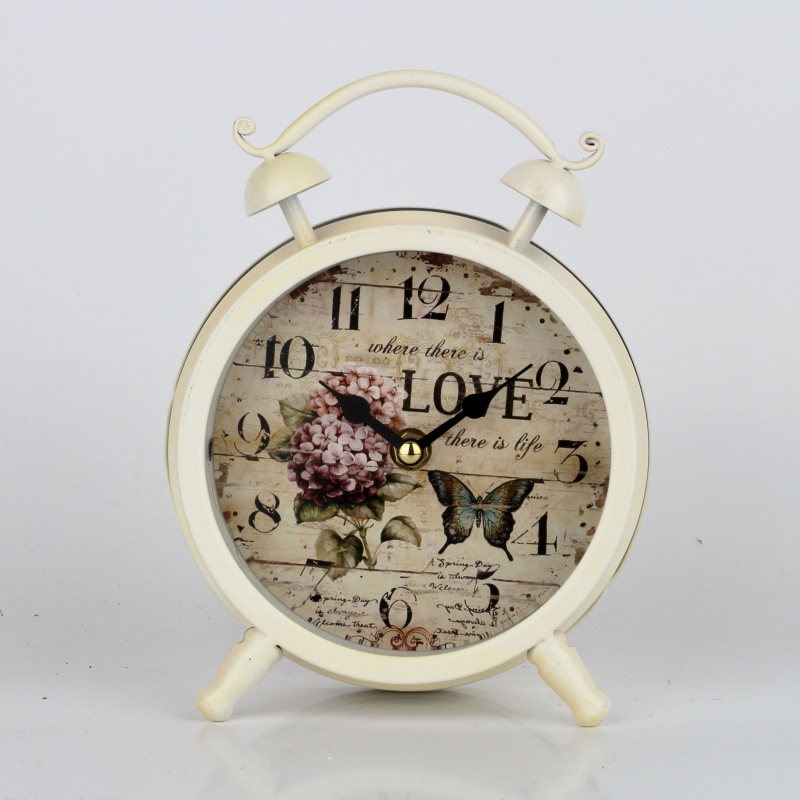 Stolové hodiny retro budík hortenzie 23x14cm
