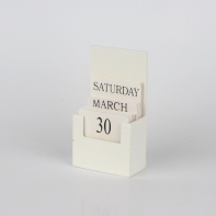 Stolový kalendár drevený biely 6x11cm