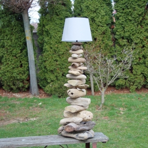 Stolná lampa s cylindrom z náplavového dreva 100cm