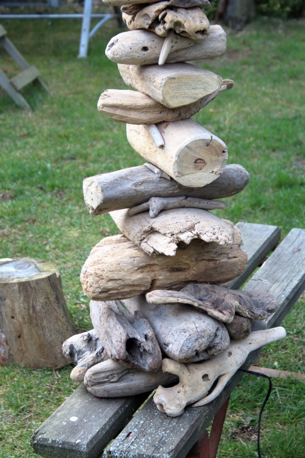 Stolná lampa s cylindrom z náplavového dreva 100cm