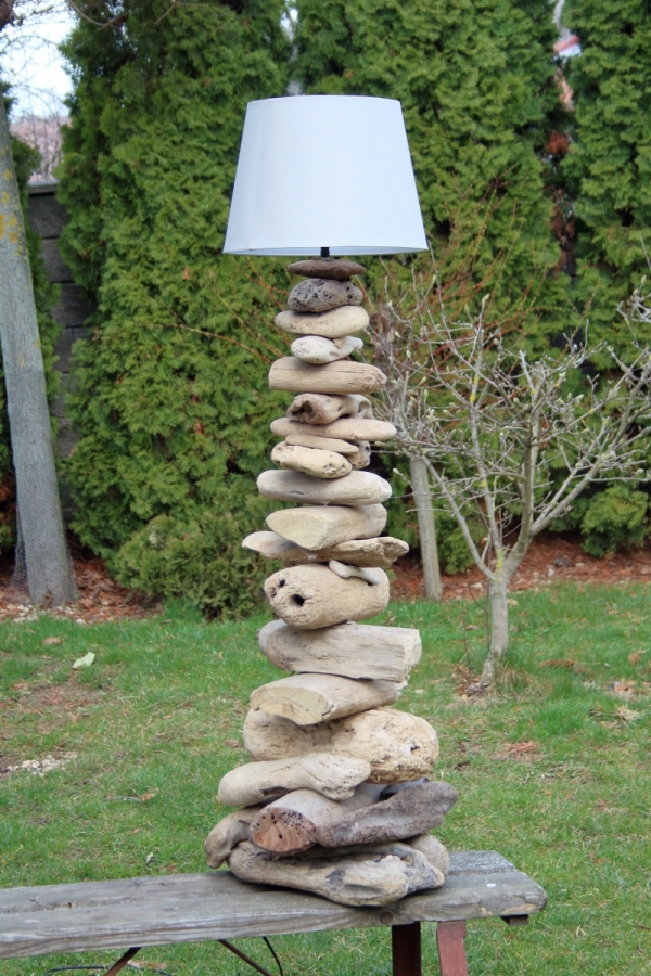 Stolná lampa s cylindrom z náplavového dreva 100cm