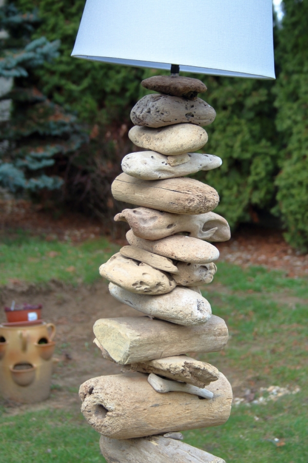 Stolná lampa s cylindrom z náplavového dreva 100cm