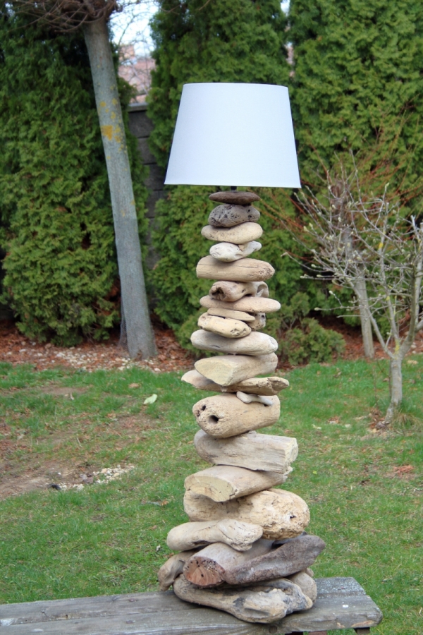 Stolná lampa s cylindrom z náplavového dreva 100cm