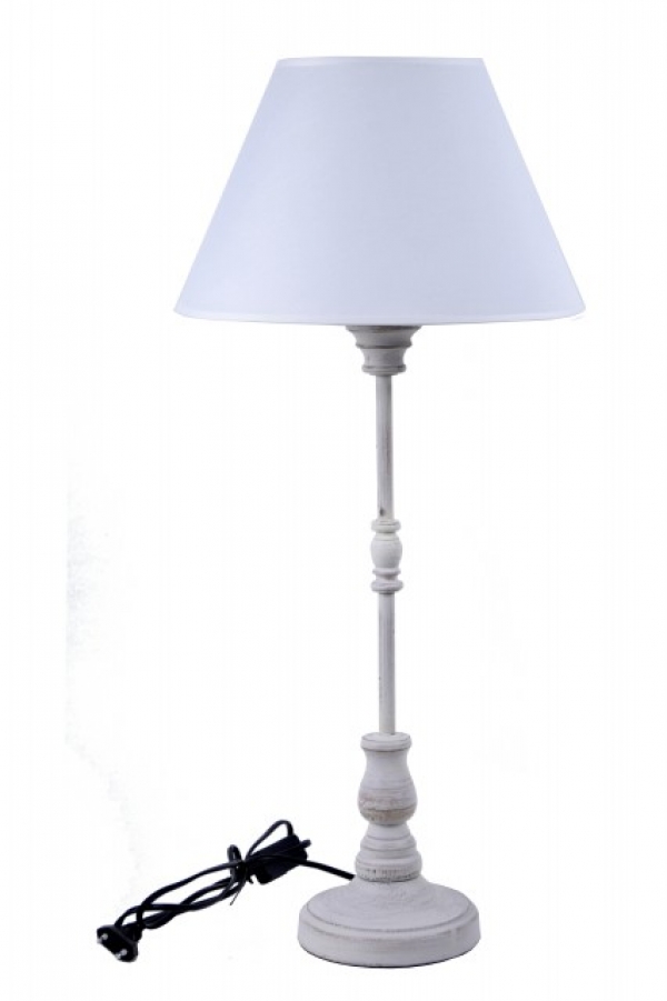 Stolná lampa s kovovou nohou biely melír 68cm