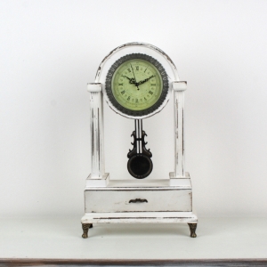 Stolové retro kyvadlové hodiny biele 46,5 cm