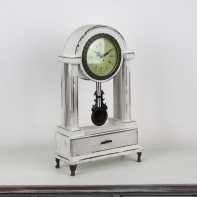Stolové retro kyvadlové hodiny biele 46,5 cm