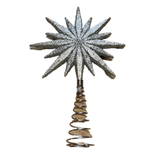 Strieborná hviezda na špičku stromčeka