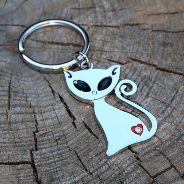 Strieborný prívesok mačka na kľúče