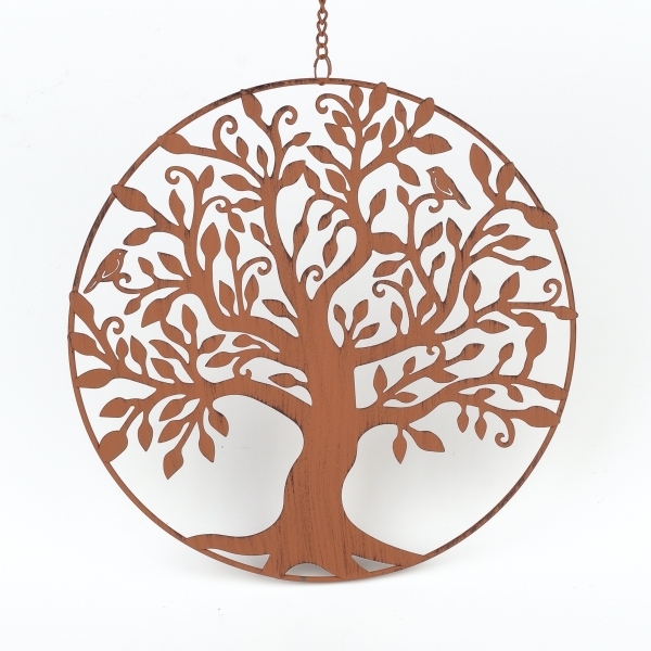 Strom života hrdzavý kov 24 cm