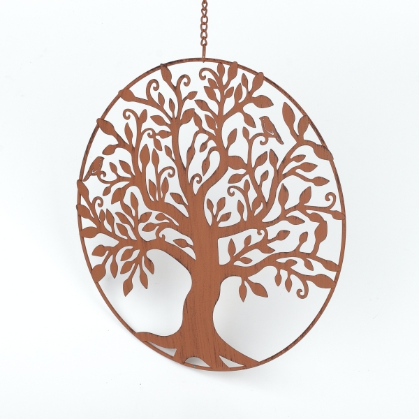 Strom života hrdzavý kov 24 cm