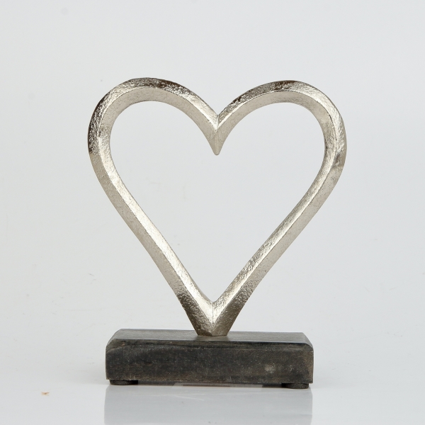 Svadobná dekorácie väčšie srdce 11,5 x 5,1 x 13,6 cm kov a drevo