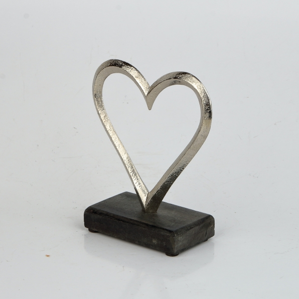 Svadobná dekorácie väčšie srdce 11,5 x 5,1 x 13,6 cm kov a drevo