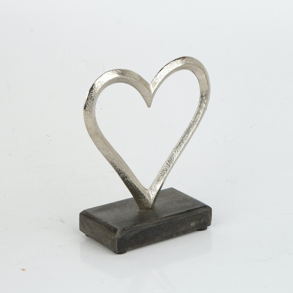 Svadobné dekorácie väčšie srdce 9,4 x 5,1 x 11 cm kov a drevo