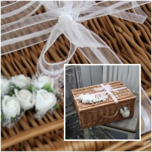 Svatební dekorace - schránka na želanie a peniaze prútený kufor 40x17x28cm